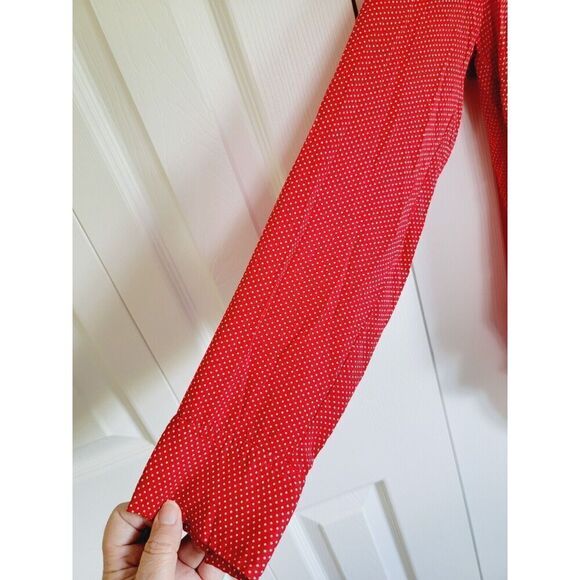 Maeve Anthropologie S Matilda Shirt Red White Dots Long Sleeve Small Button Frnt - Picture 4 of 7